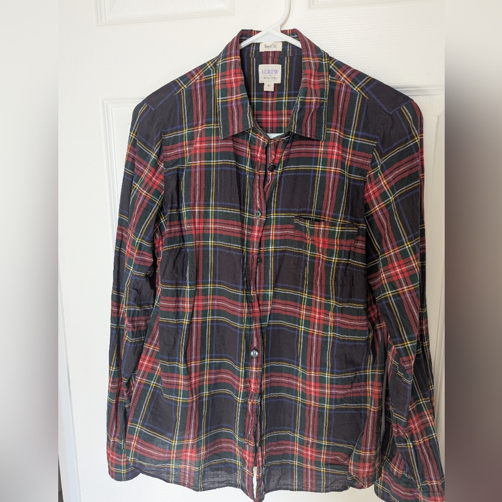 J.CREW PLAID WOMENS BUTTON UP Size M
